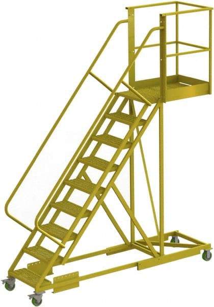 TRI-ARC - 132" 9 Step Configurable Cantilever Ladder - Supported, 300 Lb Capacity, 90" Platform Height, 30" Base Width x 107" Base Depth, Serrated - Makers Industrial Supply