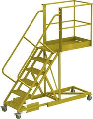 TRI-ARC - 102" 6 Step Configurable Cantilever Ladder - Supported, 300 Lb Capacity, 60" Platform Height, 30" Base Width x 92" Base Depth, Perforated Tread - Makers Industrial Supply