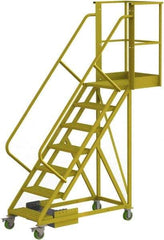 TRI-ARC - 112" 7 Step Configurable Cantilever Ladder - Unsupported, 300 Lb Capacity, 70" Platform Height, 30" Base Width x 81" Base Depth, Perforated Tread - Makers Industrial Supply