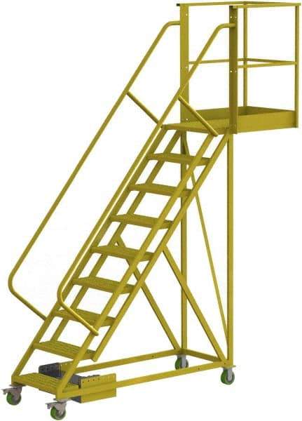 TRI-ARC - 132" 9 Step Configurable Cantilever Ladder - Unsupported, 300 Lb Capacity, 90" Platform Height, 30" Base Width x 97" Base Depth, Perforated Tread - Makers Industrial Supply