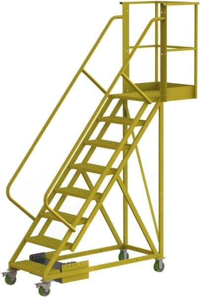 TRI-ARC - 122" 8 Step Configurable Cantilever Ladder - Unsupported, 300 Lb Capacity, 80" Platform Height, 30" Base Width x 89" Base Depth, Serrated - Makers Industrial Supply