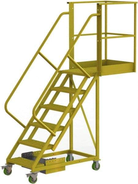 TRI-ARC - 102" 6 Step Configurable Cantilever Ladder - Unsupported, 300 Lb Capacity, 60" Platform Height, 30" Base Width x 82" Base Depth, Serrated - Makers Industrial Supply