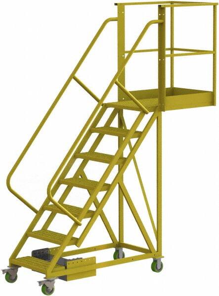 TRI-ARC - 112" 7 Step Configurable Cantilever Ladder - Unsupported, 300 Lb Capacity, 70" Platform Height, 30" Base Width x 91" Base Depth, Serrated - Makers Industrial Supply