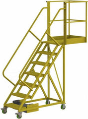 TRI-ARC - 112" 7 Step Configurable Cantilever Ladder - Unsupported, 300 Lb Capacity, 70" Platform Height, 30" Base Width x 91" Base Depth, Serrated - Makers Industrial Supply