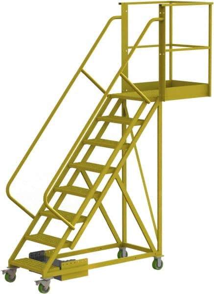 TRI-ARC - 122" 8 Step Configurable Cantilever Ladder - Unsupported, 300 Lb Capacity, 80" Platform Height, 30" Base Width x 99" Base Depth, Serrated - Makers Industrial Supply