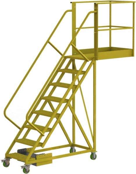 TRI-ARC - 122" 8 Step Configurable Cantilever Ladder - Unsupported, 300 Lb Capacity, 80" Platform Height, 30" Base Width x 109" Base Depth, Perforated Tread - Makers Industrial Supply