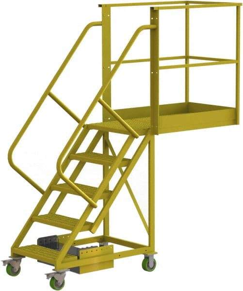 TRI-ARC - 92" 5 Step Configurable Cantilever Ladder - Unsupported, 300 Lb Capacity, 50" Platform Height, 30" Base Width x 84" Base Depth, Serrated - Makers Industrial Supply