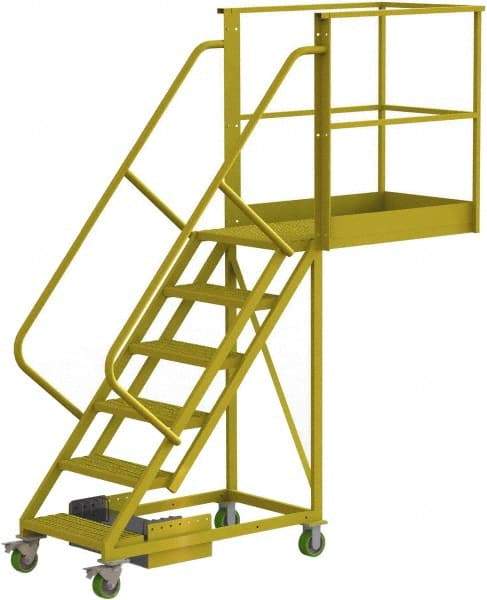 TRI-ARC - 102" 6 Step Configurable Cantilever Ladder - Unsupported, 300 Lb Capacity, 60" Platform Height, 30" Base Width x 92" Base Depth, Serrated - Makers Industrial Supply