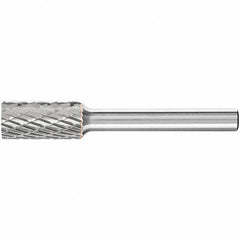 PFERD - 3/8" Cut Diam, 1/4" Shank Diam, Cylinder Head Double Cut Burr - Carbide, Flat End, 3/4" LOC, 2-1/2" OAL - Makers Industrial Supply