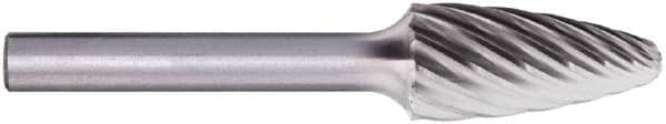 PFERD - 3/8" Cut Diam, 1/4" Shank Diam, Tree with Radius Head Fluted Cut Burr - Carbide, Radius End, 3/4" LOC, 2-1/2" OAL - Makers Industrial Supply