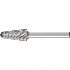 PFERD - 1/2" Cut Diam, 1/4" Shank Diam, Taper Head Double Cut Burr - Carbide, Radius End, 1-1/8" LOC, 3.16" OAL - Makers Industrial Supply