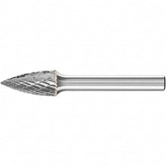 PFERD - 3/8" Cut Diam, 1/4" Shank Diam, Tree Head Double Cut Burr - Carbide, Point End, 1" LOC, 2-1/2" OAL - Makers Industrial Supply