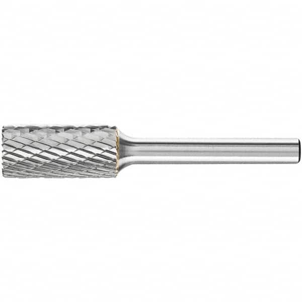 PFERD - 1/2" Cut Diam, 1/4" Shank Diam, Cylinder with End Cut Head Double Cut Burr - Carbide, End Cut End, 1" LOC, 2-3/4" OAL - Makers Industrial Supply