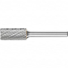 PFERD - 1/2" Cut Diam, 1/4" Shank Diam, Cylinder with End Cut Head Double Cut Burr - Carbide, End Cut End, 1" LOC, 2-3/4" OAL - Makers Industrial Supply