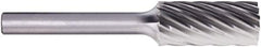 PFERD - 3/8" Cut Diam, 1/4" Shank Diam, Cylinder Head Fluted Cut Burr - Carbide, Flat End, 3/4" LOC, 2-1/2" OAL - Makers Industrial Supply