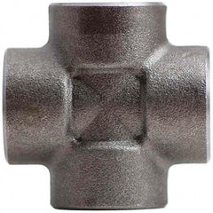 Merit Brass - Black Pipe Fittings; Type: Cross ; Fitting Size: 1-1/4 (Inch); End Connections: Socket Weld ; Classification: 3000 ; Material: Carbon Steel ; Finish/Coating: Mill/Oil - Exact Industrial Supply