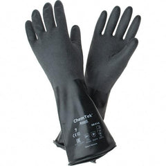 Ansell - 14 mil Thick, Chemical Resistant Gloves - SZ 7 14"14ML BLK 1/PR CHEM-TEK RGH FIN CHEM GLV - Makers Industrial Supply