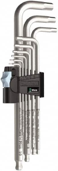 Wera - 9 Piece L-Key Hex Key Set - Hex Range 1.5 to 10mm, Stainless Steel - Makers Industrial Supply