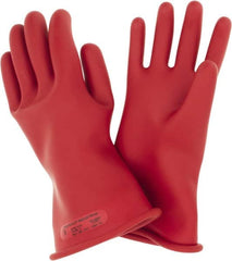 Ansell - Class 0, Size 9, 11" Long, Rubber Lineman's Glove - 5,000 AC Max Use Voltage, 1,000 AC Test Voltage, Red, ASTM D120 - Makers Industrial Supply