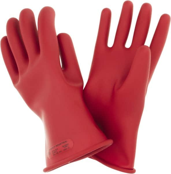 Ansell - Class 0, Size 10, 11" Long, Rubber Lineman's Glove - 5,000 AC Max Use Voltage, 1,000 AC Test Voltage, Red, ASTM D120 - Makers Industrial Supply