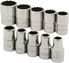 Ability One - 1/4" Drive Socket Set - 6, 12 Points, 3/16" to 9/16" Range, Inch Measurement Standard - Makers Industrial Supply