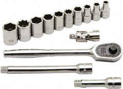 Ability One - 1/4" Drive Socket Set - 12 Points, 3/16" to 9/16" Range, Inch Measurement Standard - Makers Industrial Supply