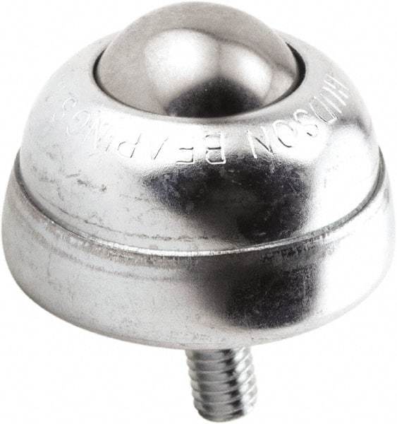 Hudson Bearing - 1 Inch Diameter, Round, Stainless Steel Ball Transfer - 1-3/4 Inch Overall Diameter, 1-3/8 Inch Mount Height, 75 Lb. Capacity - Makers Industrial Supply