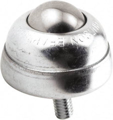 Hudson Bearing - 1 Inch Diameter, Round, Stainless Steel Ball Transfer - 1-3/4 Inch Overall Diameter, 1-3/8 Inch Mount Height, 75 Lb. Capacity - Makers Industrial Supply