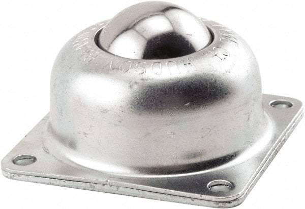 Hudson Bearing - 1-1/2 Inch Diameter, Square, Stainless Steel Ball Transfer - 1.1875 Inch Mount Height, 250 Lb. Capacity - Makers Industrial Supply