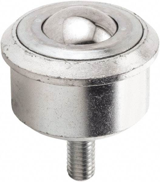 Hudson Bearing - 1.1875 Inch Diameter, Round, Carbon Steel Ball Transfer - 2 Inch Overall Diameter, 1.4375 Inch Mount Height, 750 Lb. Capacity - Makers Industrial Supply