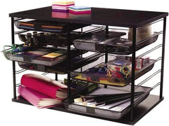 Rolodex - 23.9" Wide x 16.06" High x 15.51" Deep MDF Document Organizer - 12 Compartments, Black, 11" Wide Compartment - Makers Industrial Supply