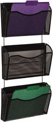 Rolodex - 14" Wide x 38.45" High x 6-5/8" Deep Mesh Metal Document Organizer - 3 Compartments, Black, 13-1/2" Wide Compartment - Makers Industrial Supply