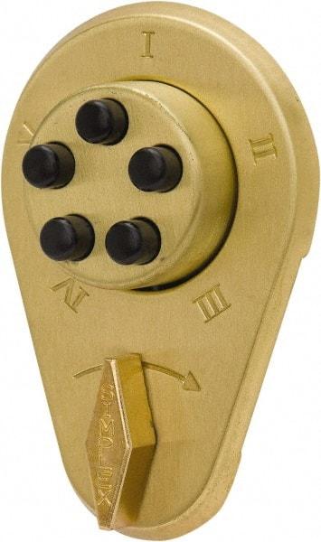 Kaba Access - 1-3/8 to 1-1/2" Door Thickness, Bright Brass Finish, Mechanical Deadbolt - Nonhanded Handling, Combination Override, Keyless Cylinder - Makers Industrial Supply