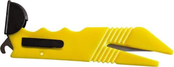 ICT - Fixed Safety Utility Knife - 1" Stainless Steel Blade, Yellow ABS Handle, 2 Blades Included - Makers Industrial Supply