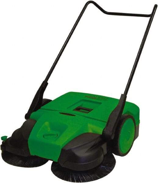 Bissell - 38" Sweeping Width, Triple Brush Walk Behind Sweeper - Manual Push, 1.76 Cu Ft Capacity - Makers Industrial Supply