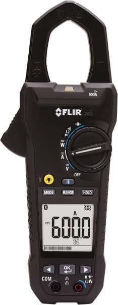 FLIR - CM83, CAT IV, Digital True RMS Wireless Clamp Meter with 1.45" Clamp On Jaws - 1000 VAC/VDC, 600 AC/DC Amps, Measures Voltage, Capacitance, Current, Frequency, Resistance - Makers Industrial Supply