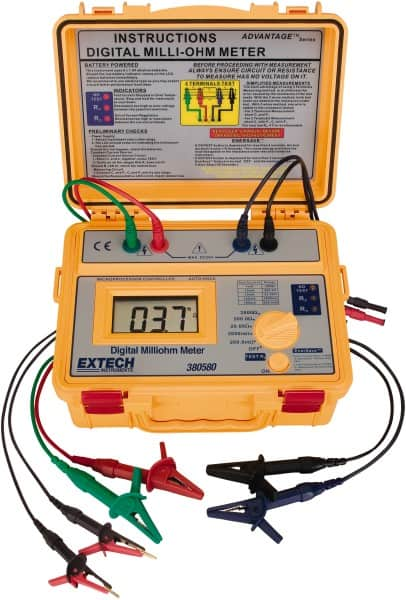 Extech - Digital LCD Display, 0.002 Megohm Electrical Insulation Resistance Tester & Megohmmeter - Powered by AA Battery - Makers Industrial Supply