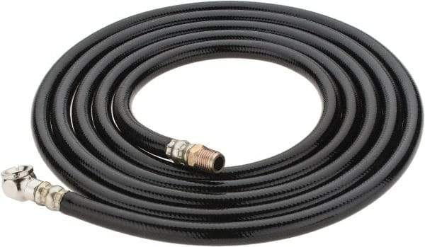 PRO-SOURCE - 1/4" ID x 1/2" OD 10' Long Air Tank Hose - Tire Chuck Ends, 300 Working psi, 158°, 1/4" Fitting, Black - Makers Industrial Supply