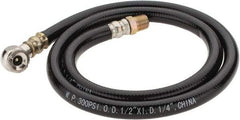 PRO-SOURCE - 1/4" ID x 1/2" OD 3' Long Air Tank Hose - Tire Chuck Ends, 300 Working psi, 158°, 1/4" Fitting, Black - Makers Industrial Supply