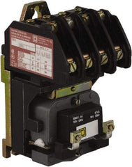 Square D - No Enclosure, 4 Pole, Electrically Held Lighting Contactor - 20 A (Tungsten), 30 A (Fluorescent), 110 VAC at 50 Hz, 120 VAC at 60 Hz, 4NO Contact Configuration - Makers Industrial Supply