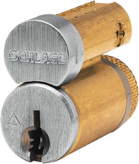 6, 7 Pin D Keyway Core Cylinder Small Format IC Steel & Brass, Satin Chrome Finish