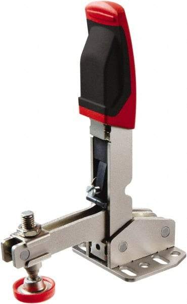 Bessey - 700 Lb Holding Capacity, Vertical Handle, Manual Hold Down Toggle Clamp - 55° Handle Movement, 45° Bar Opening, U-Bar, Flanged Base, Carbon Steel - Makers Industrial Supply