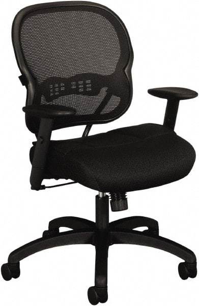 Basyx - 41-3/4" High Mid Back Chair - 27-3/8" Wide x 26-3/8" Deep, Padded Mesh Seat, Black - Makers Industrial Supply