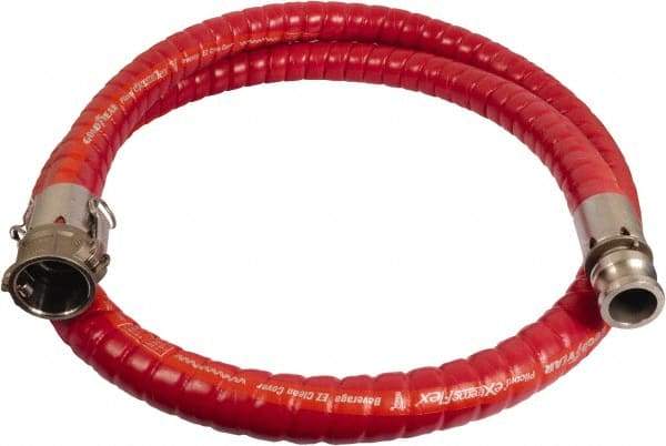 Continental ContiTech - 1" Inside x 1.52" Outside Diam, 220°F, Male x Female Camlock Food & Beverage Hose - 2" Bend Radius, Red, 20' Long, 250 Max psi, 29 Vacuum Rating - Makers Industrial Supply