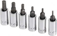 SK - 6 Piece 1/4" Drive Metric Hex Bit Socket Set - 2 to 6mm Hex - Makers Industrial Supply