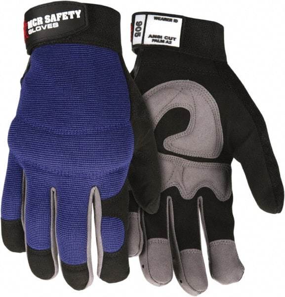 MCR Safety - Size L Synthetic Blend General Protection Work Gloves - For Work & Driver, Uncoated, Hook & Loop Cuff, Black/Blue, Paired - Makers Industrial Supply