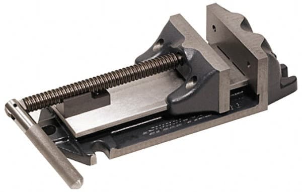 Cardinal Tool - 9" Jaw Opening Capacity x 3" Throat Depth, Horizontal Drill Press Vise - 8" Wide Jaw, Stationary Base, Rapid Action, 21-3/4" OAL x 5-1/2" Overall Height, Steel - Makers Industrial Supply