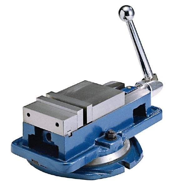 Interstate - 4" Jaw Width, 4" Jaw Opening Capacity, Horizontal Swivel Machine Vise - Manual Operation, 4,409 Lb Capacity, 1 Station, 14.85" Long x 4-31/32" High x 1-1/8" Deep, 1-1/8" Jaw Height - Makers Industrial Supply