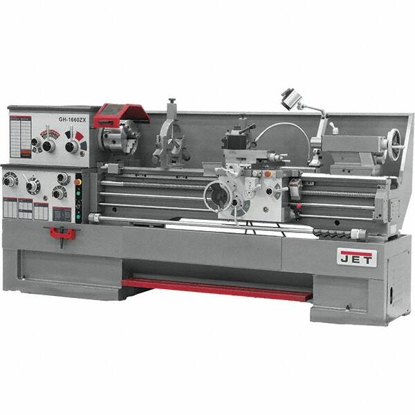 Jet - 18" Swing, 60" Between Centers, 230 Volt, Triple Phase Engine Lathe - 7MT Taper, 7-1/2 hp, 25 to 1,800 RPM, 3-1/8" Bore Diam, 40" Deep x 49" High x 116-1/2" Long - Makers Industrial Supply