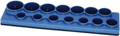 Made in USA - 12 Piece Capacity Magnetic Shallow Socket Holder - 1/2" Drive, Blue - Makers Industrial Supply